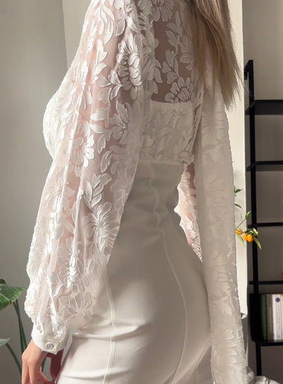 Çicek baskı balon kol elbise