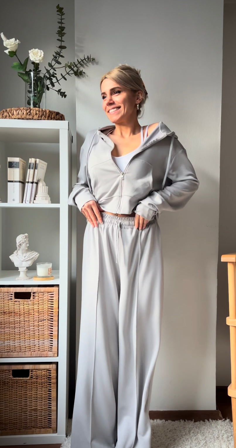 EŞOFMAN TAKIM (GRİ) (PALAZZO)