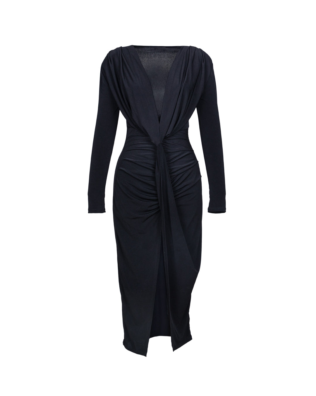 SİYAH YIRTMAÇ DETAY GECE ELBİSE